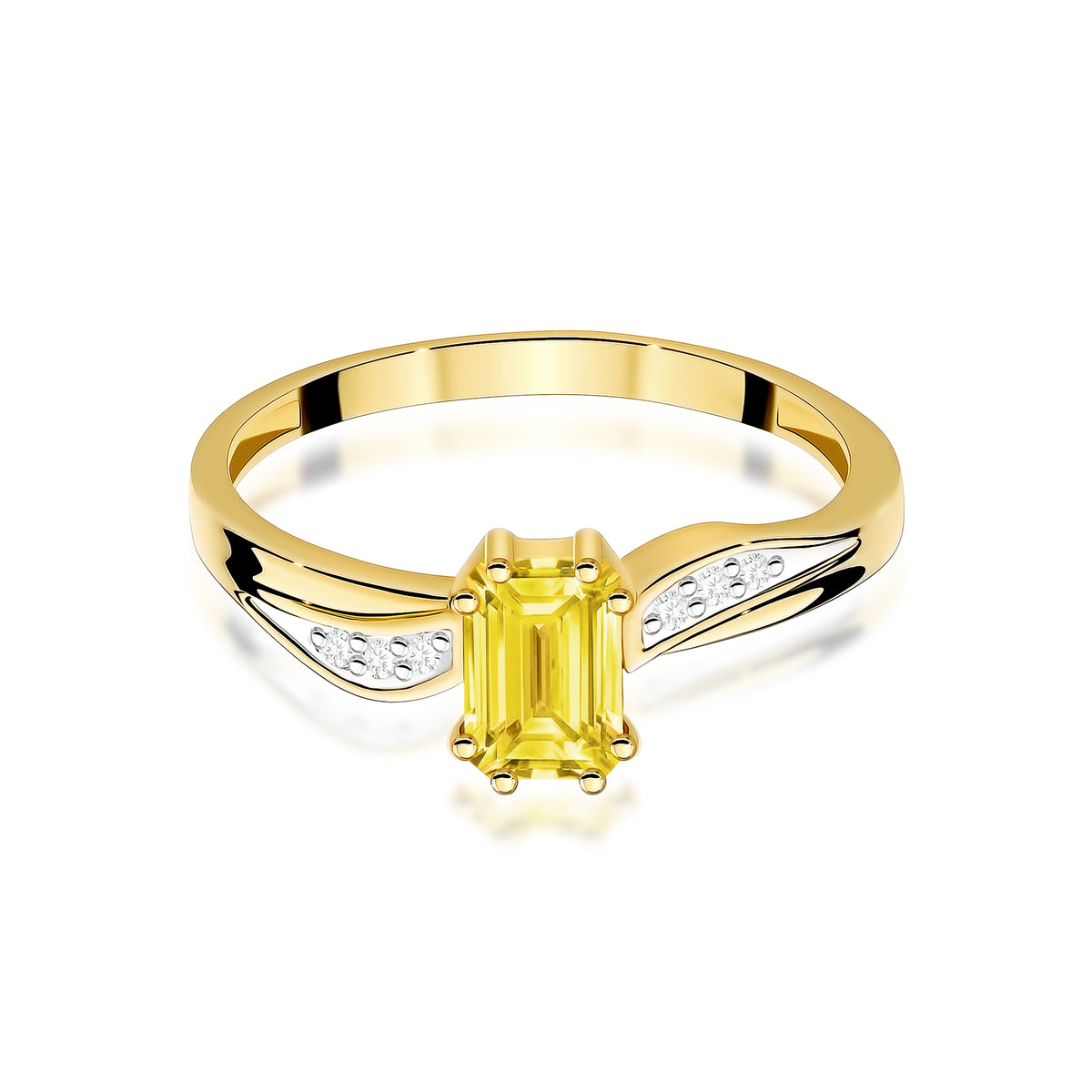 Inel Aur 14K cu Diamante Galben de Laborator 0.53 ct