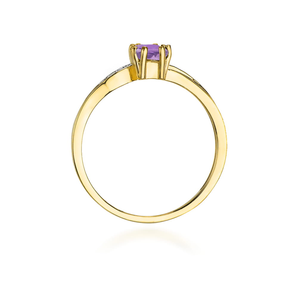 Inel Aur 9K cu Ametist 0.50 ct si Diamante Naturale 0.03 ct