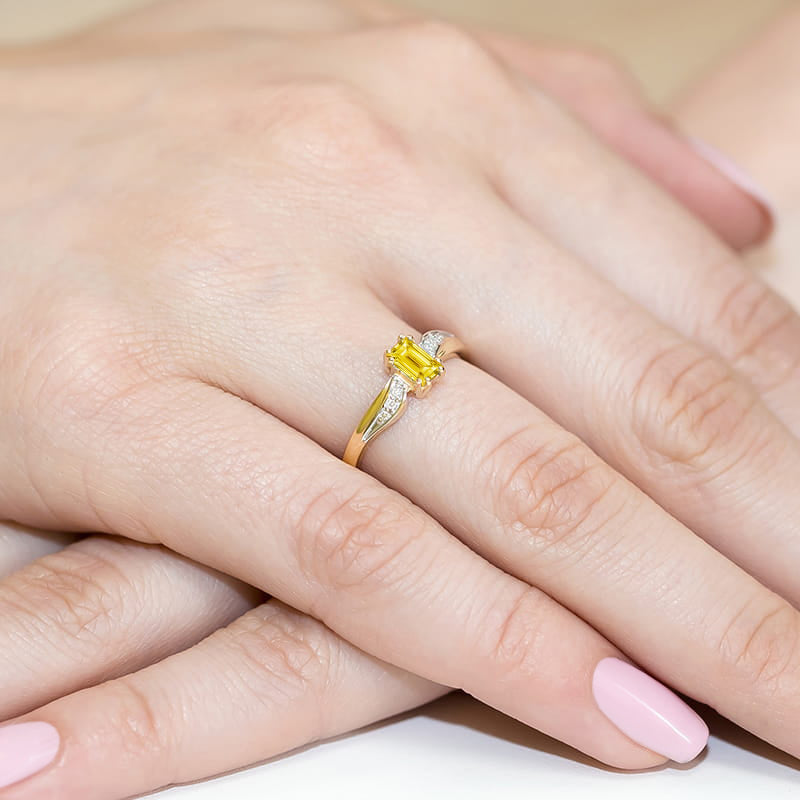 Inel Aur 9K cu Diamante Galben de Laborator 0.53 ct