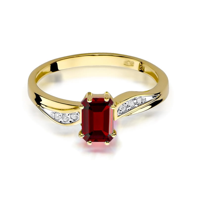 Inel Aur 9K cu Rubin 0.80 ct si Diamante Naturale 0.03 ct