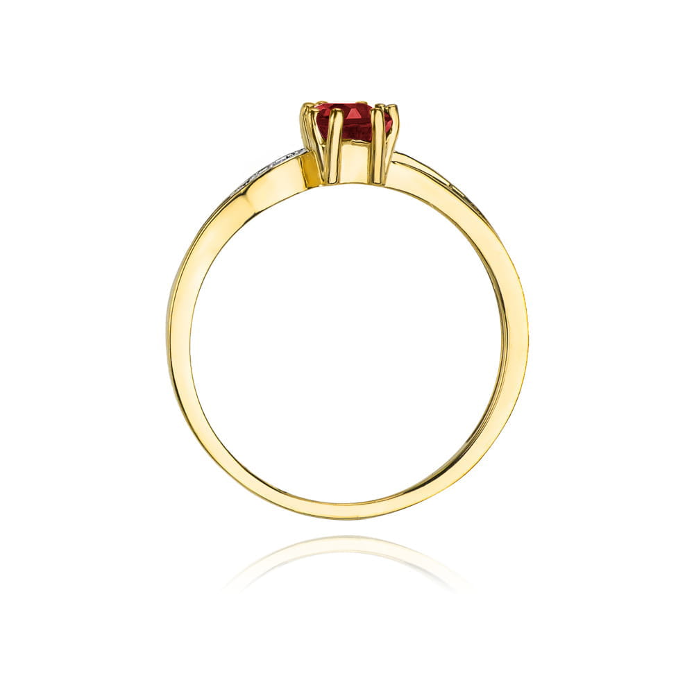Inel Aur 9K cu Rubin 0.80 ct si Diamante Naturale 0.03 ct