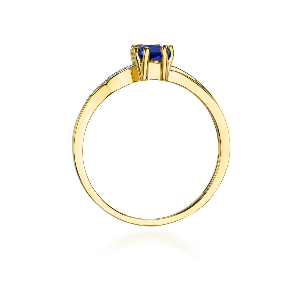 Inel Aur 9K cu Safir 0.60 ct si Diamante Naturale 0.03 ct