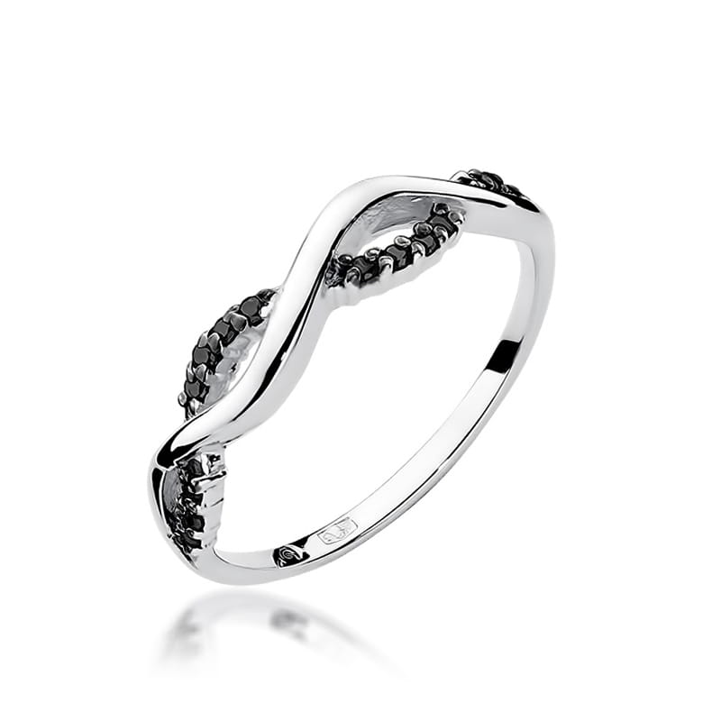 Inel Aur 9K cu Diamante Naturale Negre 0.07 ct