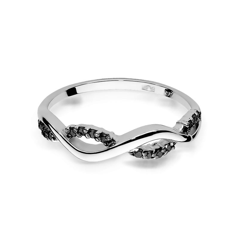 Inel Aur 9K cu Diamante Naturale Negre 0.07 ct