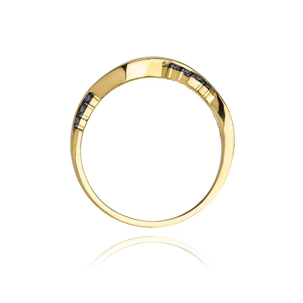 Inel Aur 9K cu Diamante Naturale Negre 0.07 ct