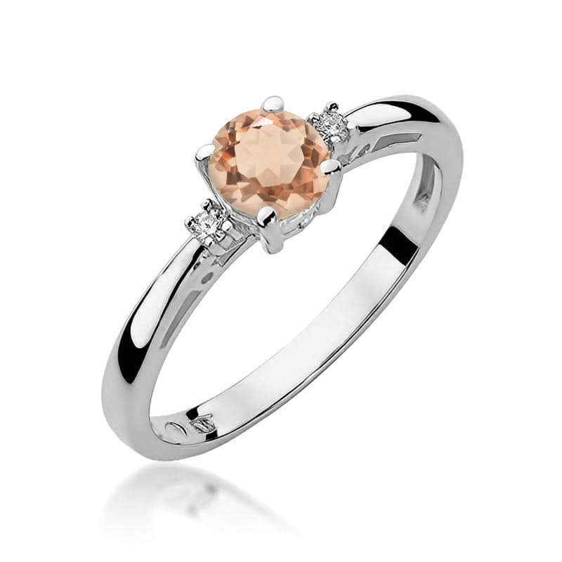 Inel Aur 14K cu Morganit 0.40 ct si Diamante Naturale 0.03 ct