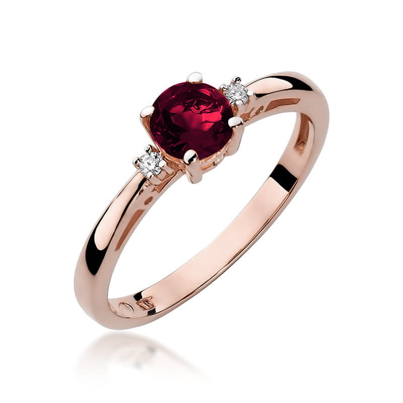 Inel Aur 14K cu Garnet 0.60 ct si Diamante 0.03 ct