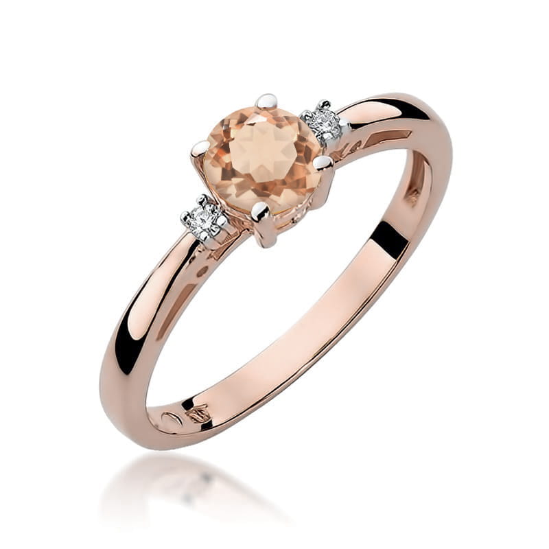 Inel Aur 14K cu Morganit 0.40 ct si Diamante Naturale 0.03 ct