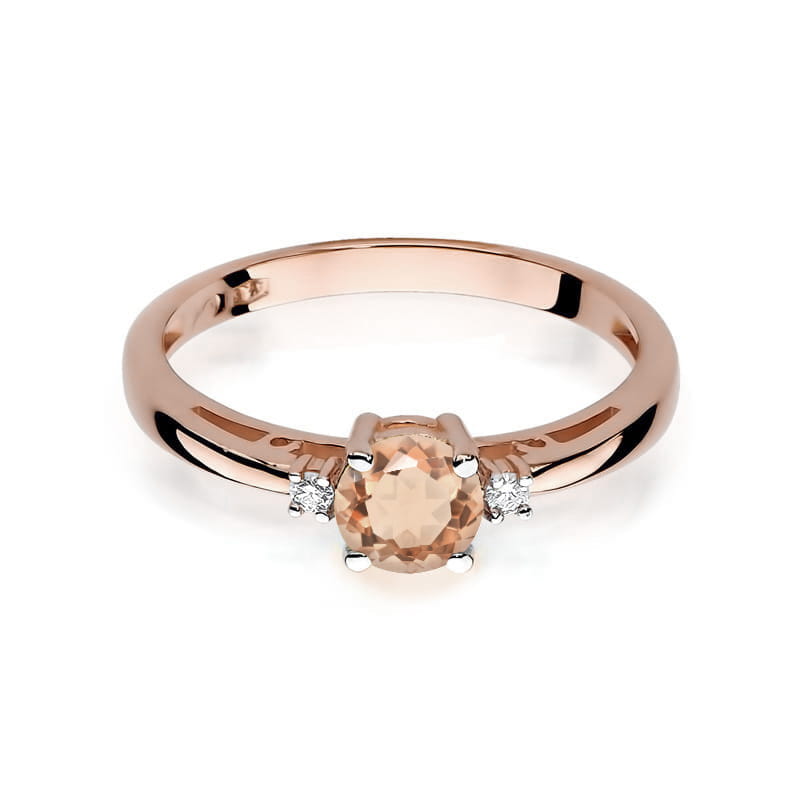 Inel Aur 14K cu Morganit 0.40 ct si Diamante Naturale 0.03 ct