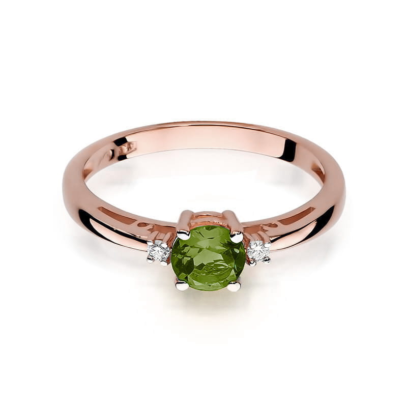 Inel Aur 14K cu Peridot 0.60 ct si Diamante 0.03 ct - Roz
