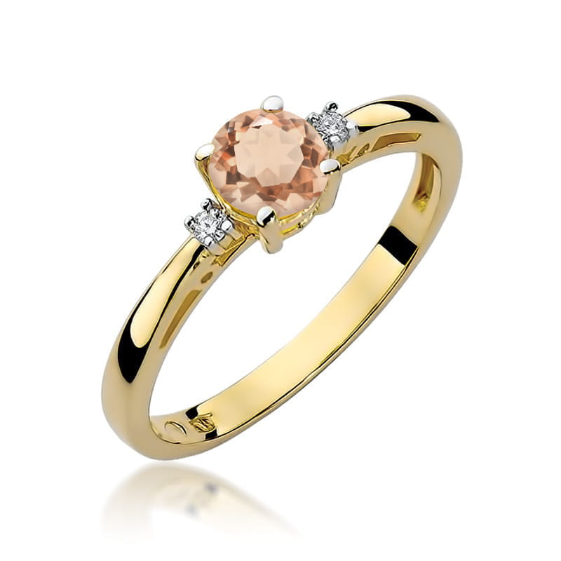 Inel Aur 14K cu Morganit 0.40 ct si Diamante Naturale 0.03 ct