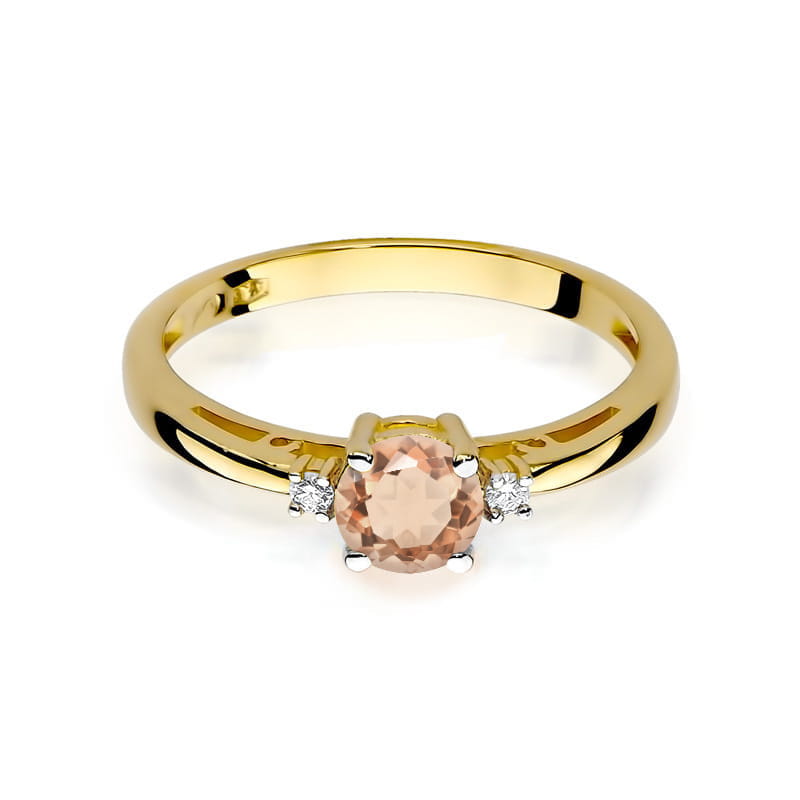 Inel Aur 14K cu Morganit 0.40 ct si Diamante Naturale 0.03 ct