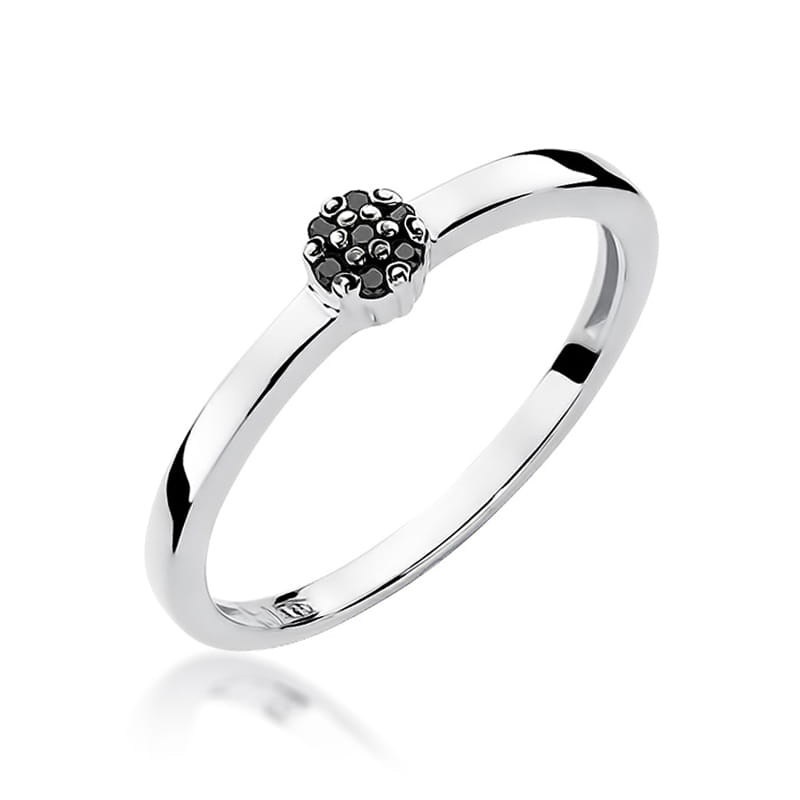 Inel Aur 9K cu Diamante Naturale Negre 0.04 ct