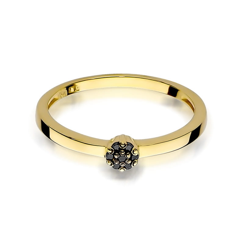 Inel Aur 9K cu Diamante Naturale Negre 0.04 ct