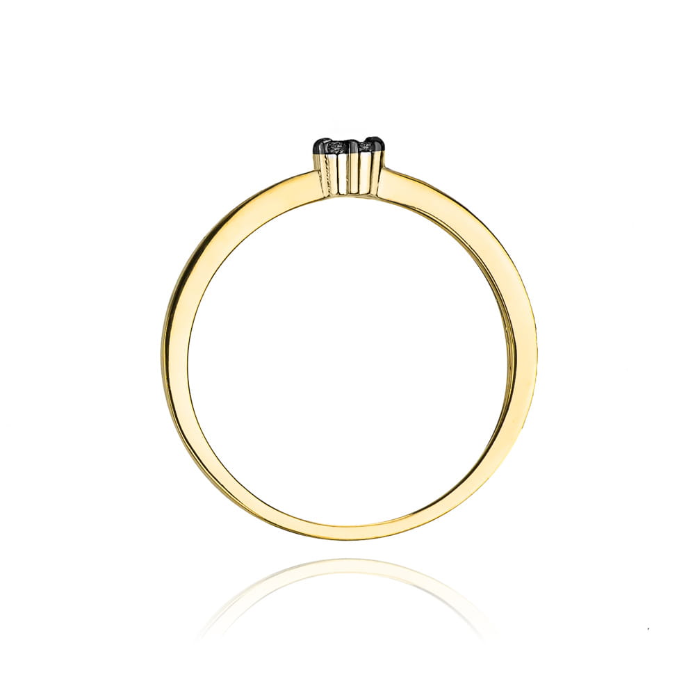 Inel Aur 9K cu Diamante Naturale Negre 0.04 ct