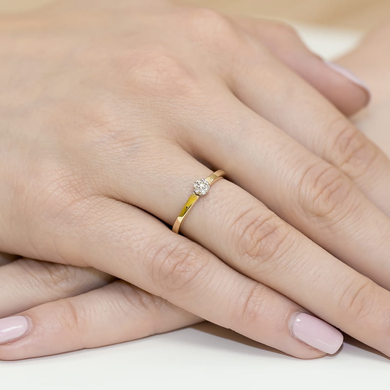 Inel Aur 9K cu Diamante Naturale 0.04 ct