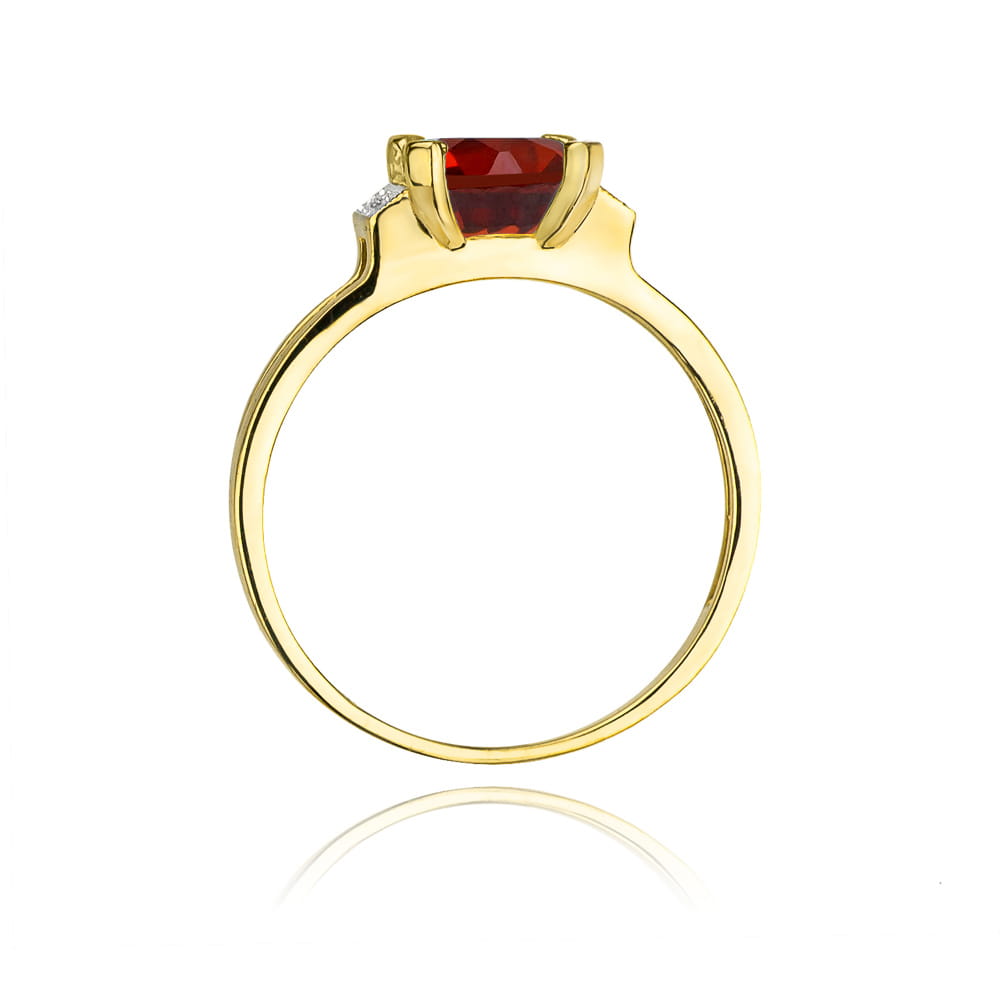Inel Aur 9K cu Granat 1.30 ct si Diamante Naturale 0.03 ct