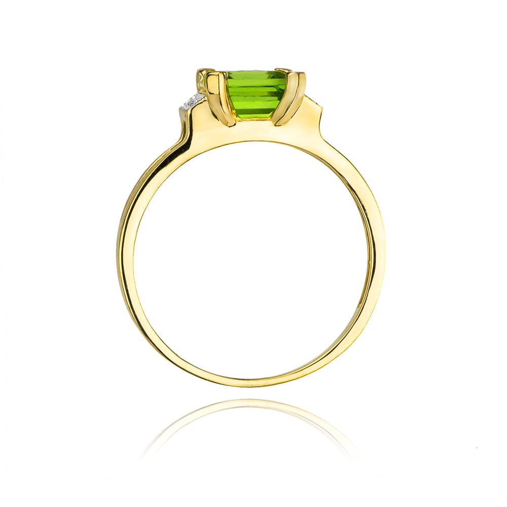 Inel Aur 9K cu Peridot 1.10 ct si Diamante Naturale 0.03 ct