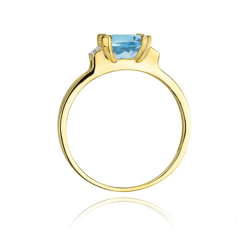 Inel Aur 9K cu Topaz Swiss 1.40 ct si Diamante Naturale 0.03 ct