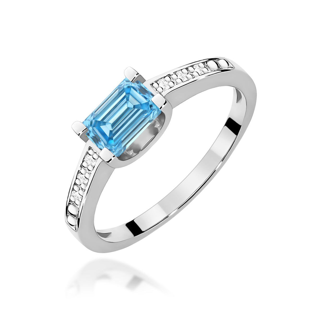 Inel Aur 14K cu Diamante Albastru de Laborator 0.53 ct