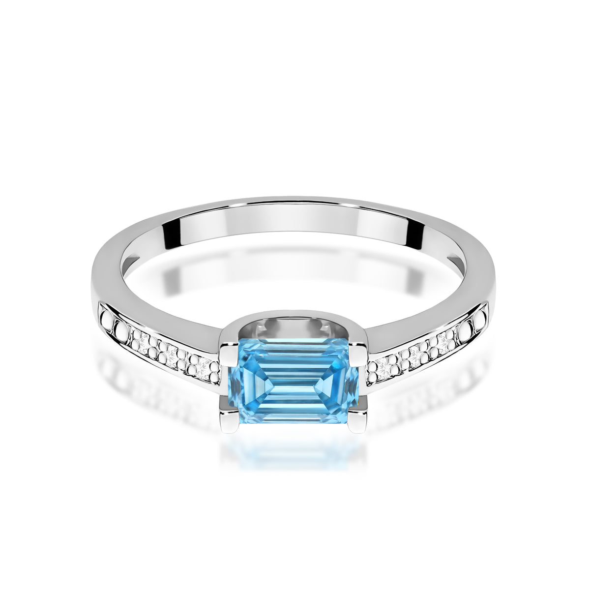 Inel Aur 14K cu Diamante Albastru de Laborator 0.53 ct