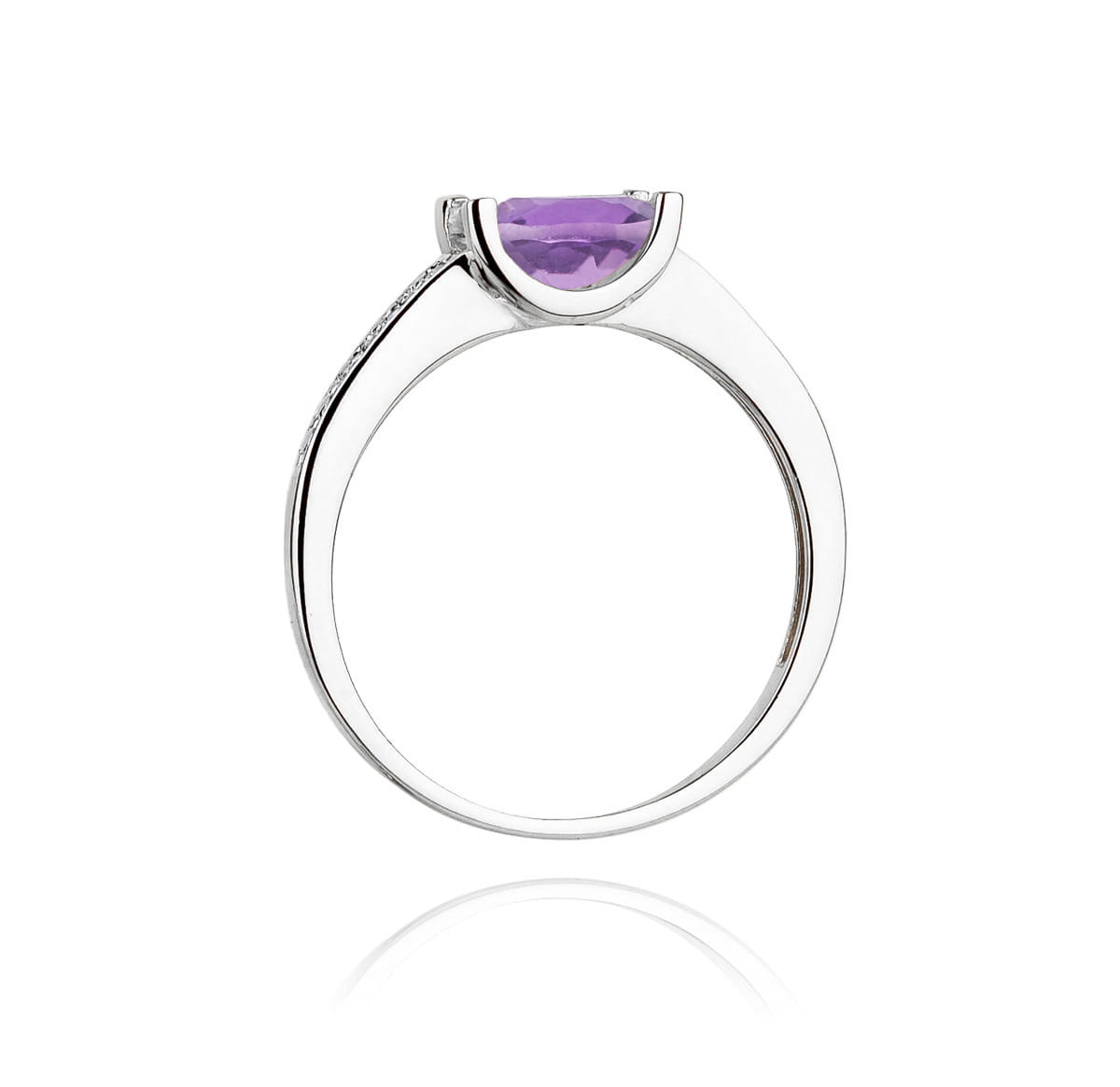 Inel Aur 9K cu Ametist 0.60 ct si Diamante Naturale 0.03 ct