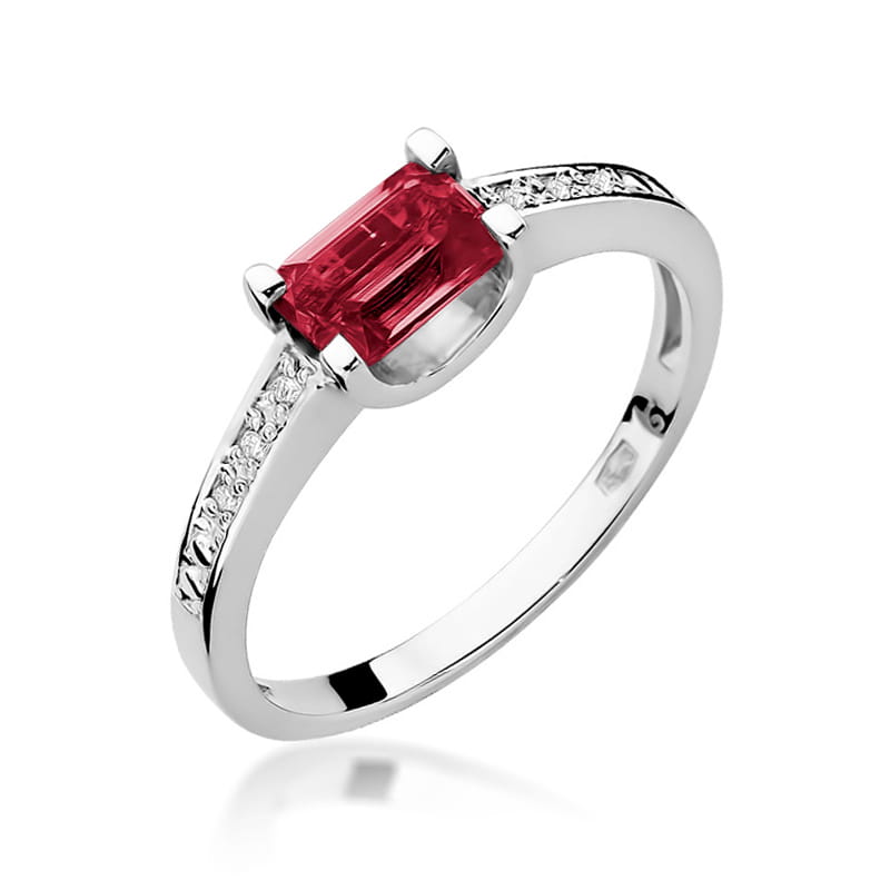 Inel Aur 9K cu Rubin 0.80 ct si Diamante Naturale 0.03 ct