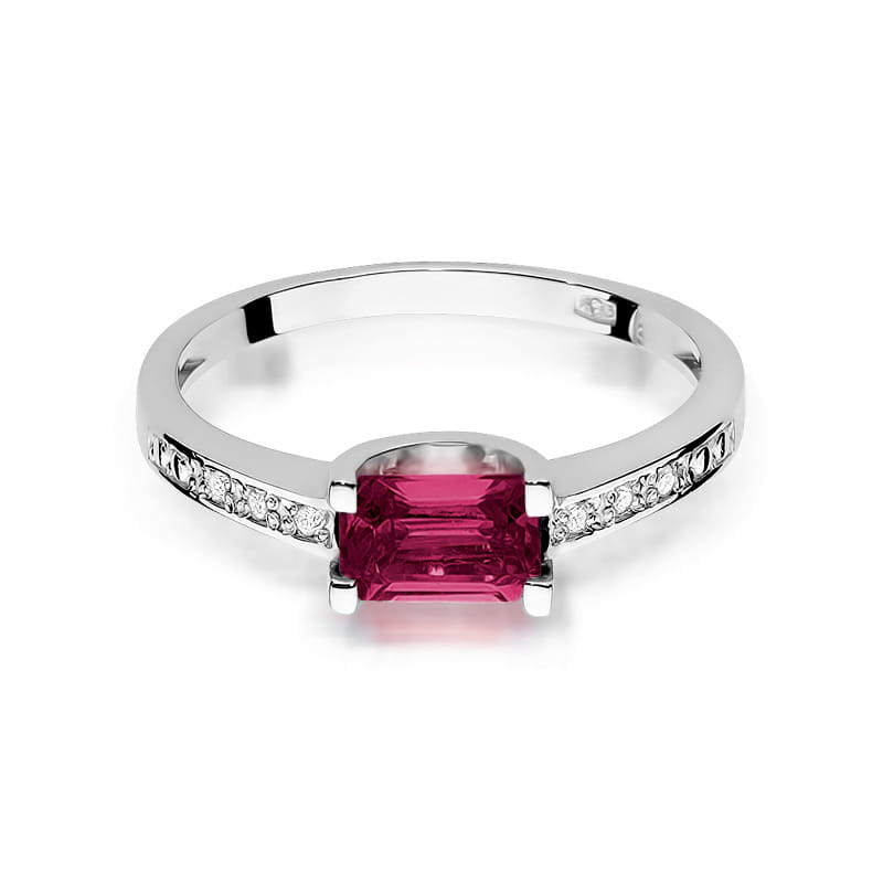 Inel Aur 9K cu Rubin 0.80 ct si Diamante Naturale 0.03 ct