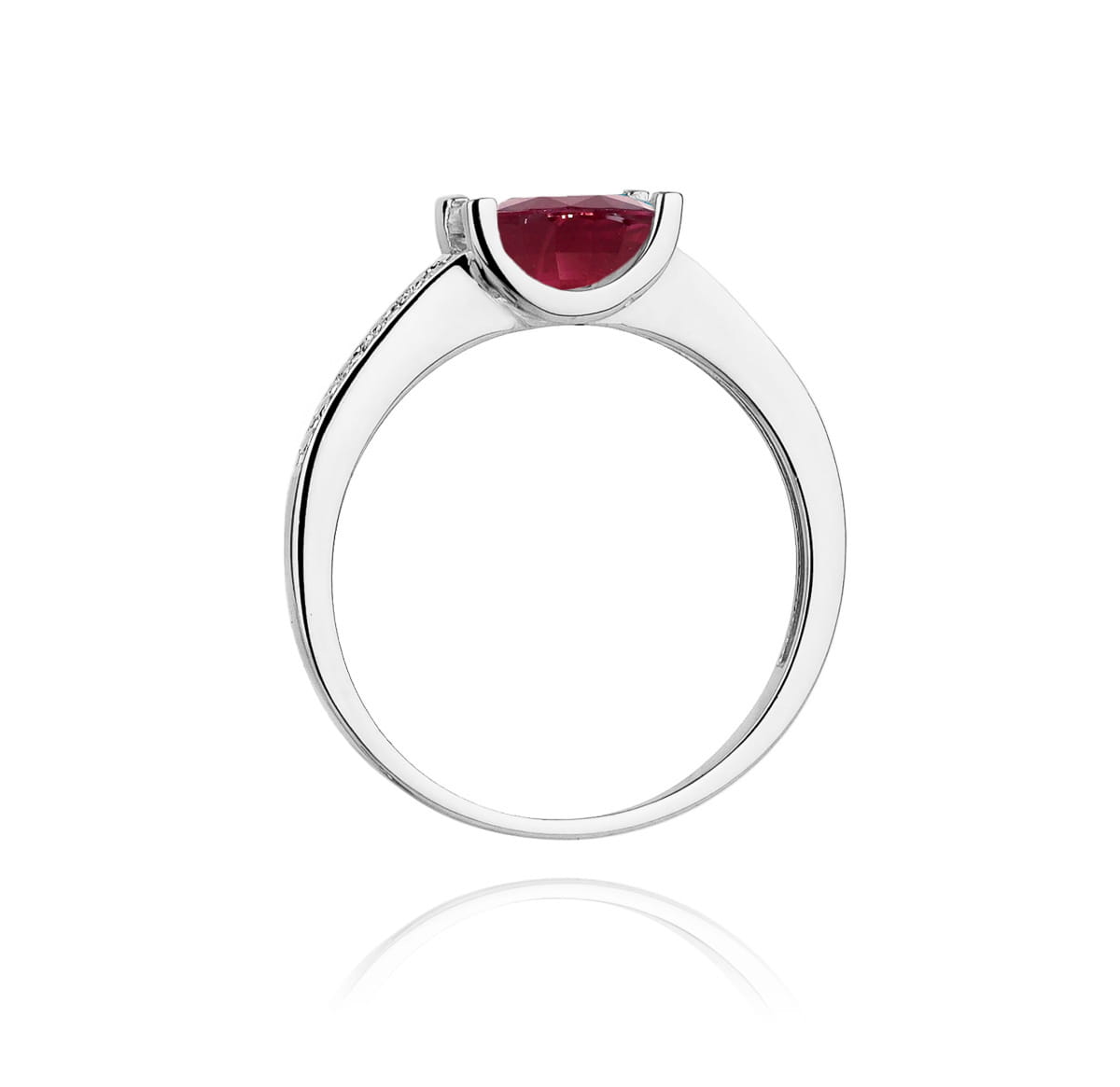 Inel Aur 9K cu Rubin 0.80 ct si Diamante Naturale 0.03 ct