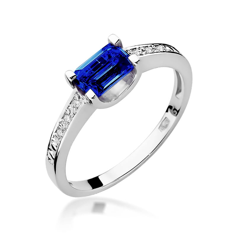 Inel Aur 9K cu Safir 0.60 ct si Diamante Naturale 0.03 ct