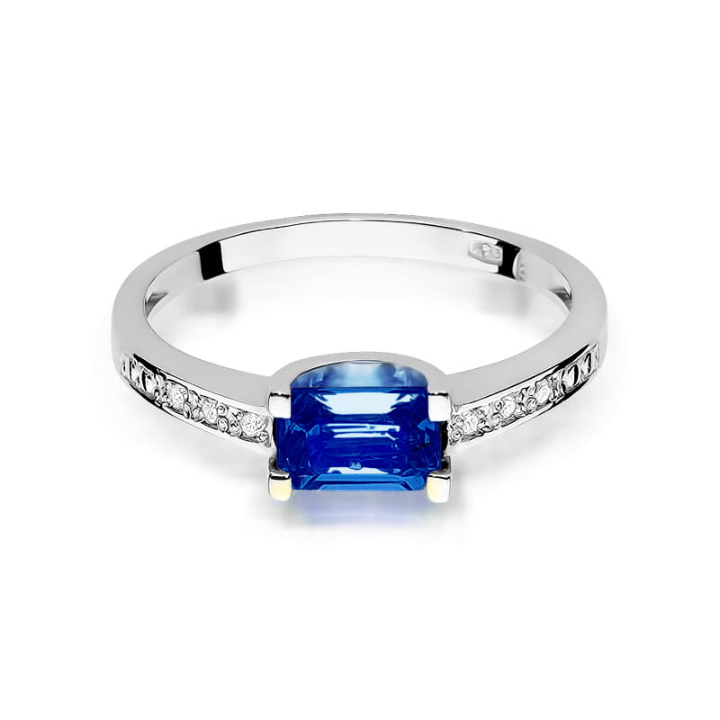Inel Aur 9K cu Safir 0.60 ct si Diamante Naturale 0.03 ct