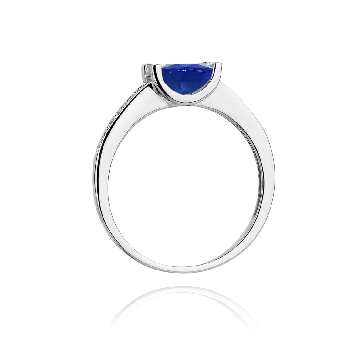 Inel Aur 9K cu Safir 0.60 ct si Diamante Naturale 0.03 ct