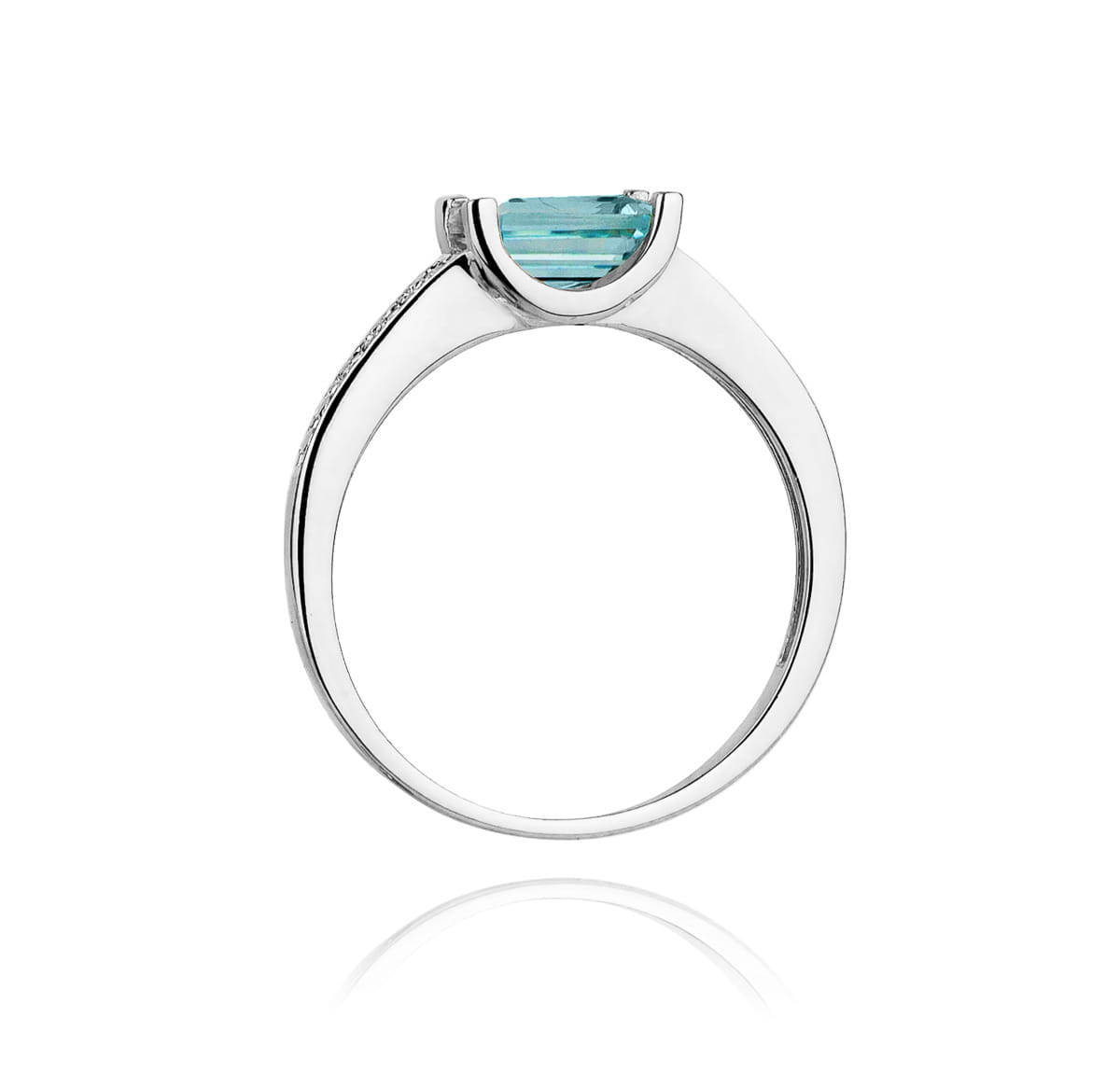 Inel Aur 9K cu Topaz Swiss 0.65 ct si Diamante Naturale 0.03 ct