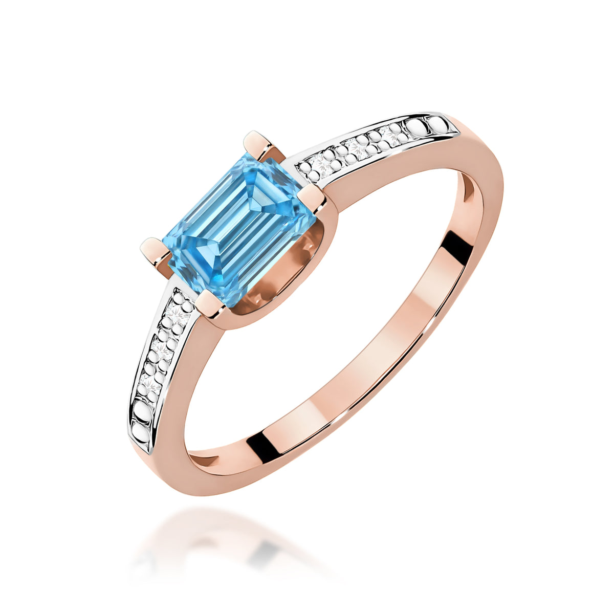 Inel Aur 14K cu Diamante Albastru de Laborator 0.53 ct