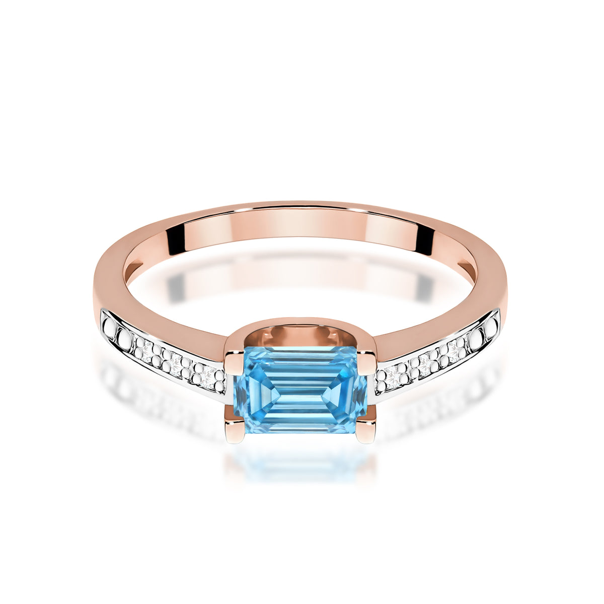 Inel Aur 14K cu Diamante Albastru de Laborator 0.53 ct