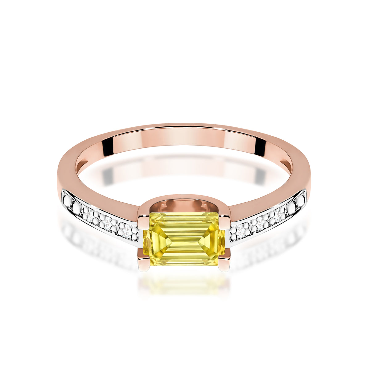 Inel Aur 14K cu Diamante Galben de Laborator 0.53 ct