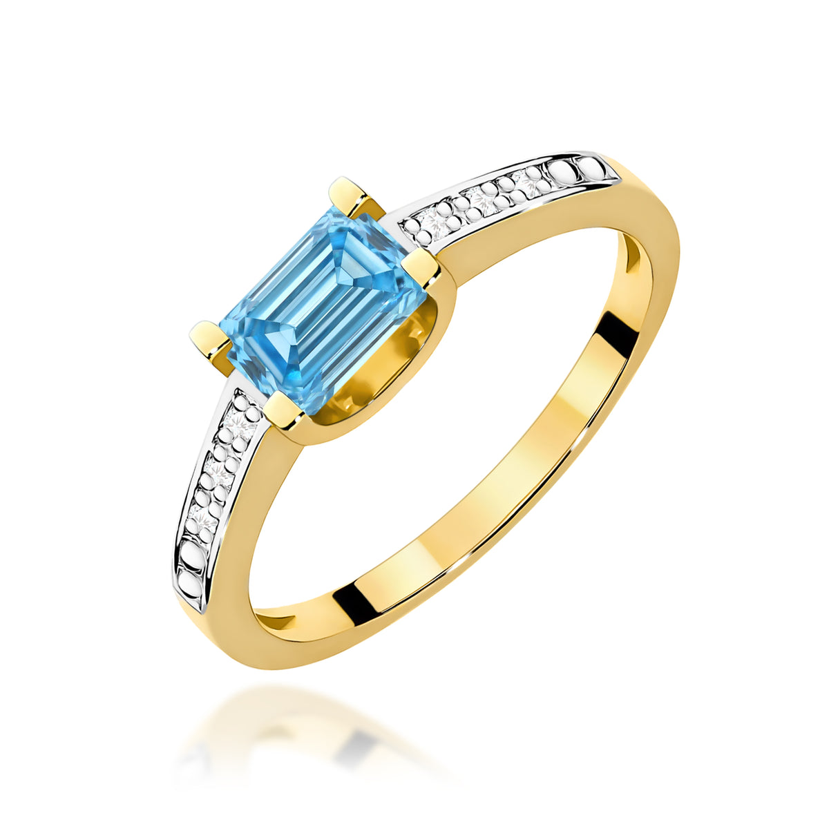 Inel Aur 14K cu Diamante Albastru de Laborator 0.53 ct