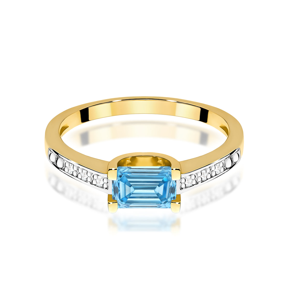 Inel Aur 14K cu Diamante Albastru de Laborator 0.53 ct