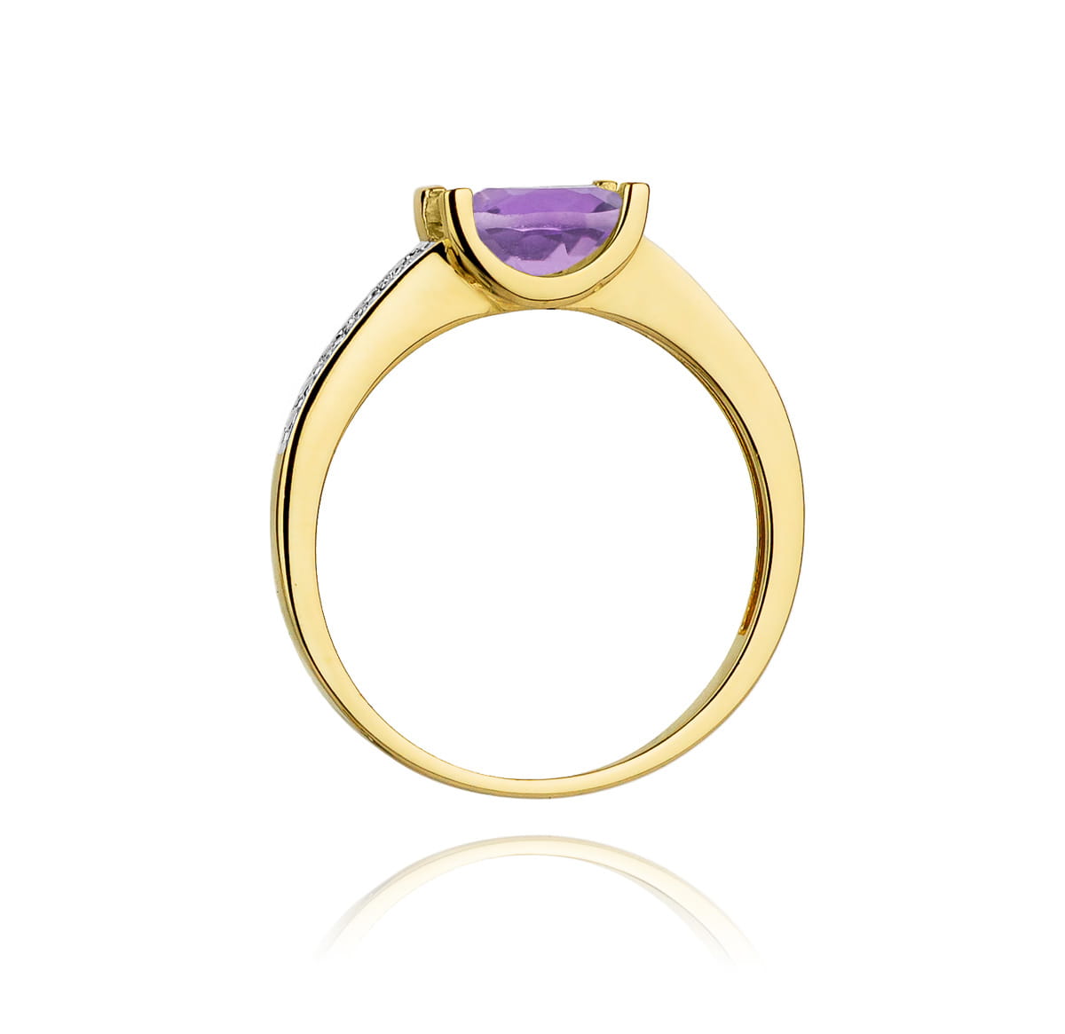 Inel Aur 9K cu Ametist 0.60 ct si Diamante Naturale 0.03 ct