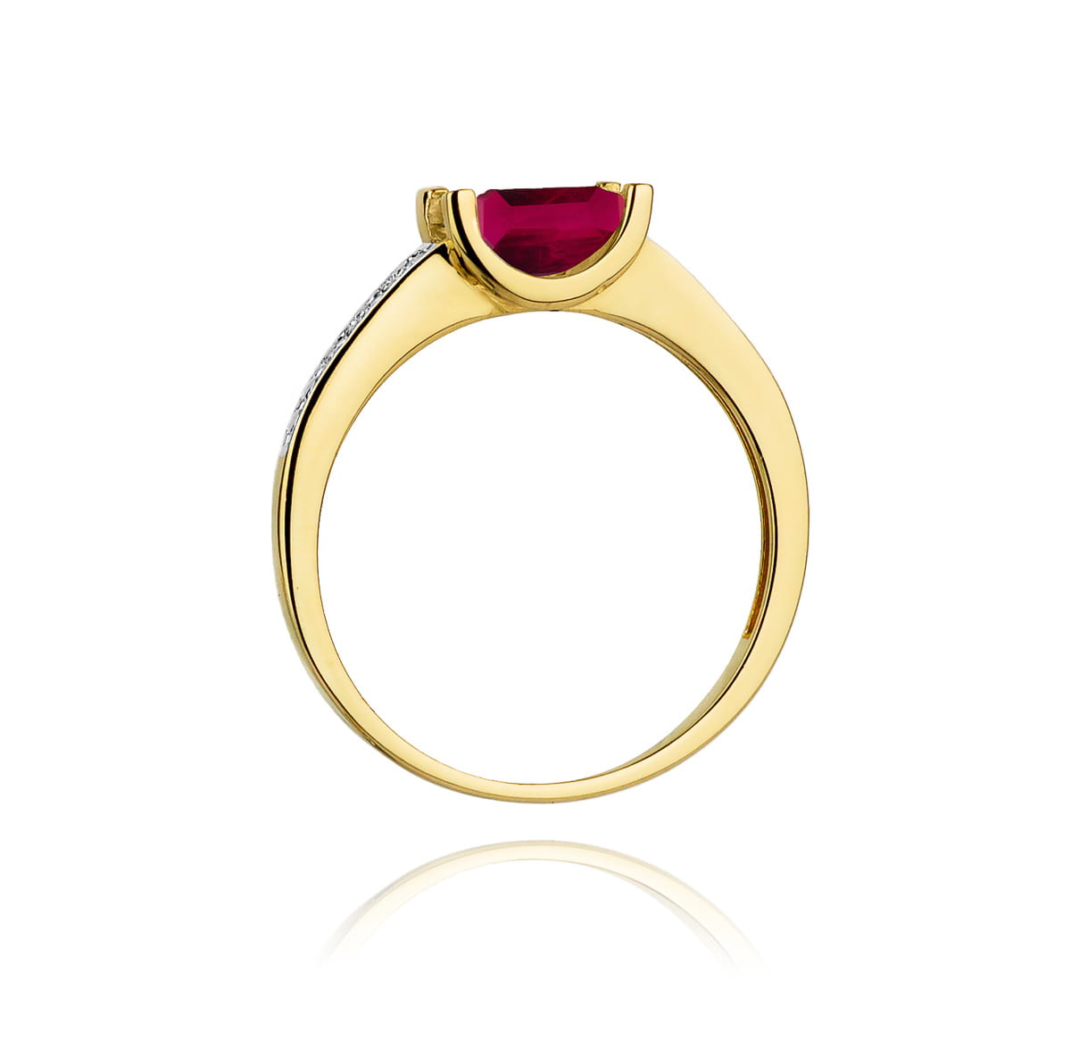 Inel Aur 9K cu Rubin 0.80 ct si Diamante Naturale 0.03 ct