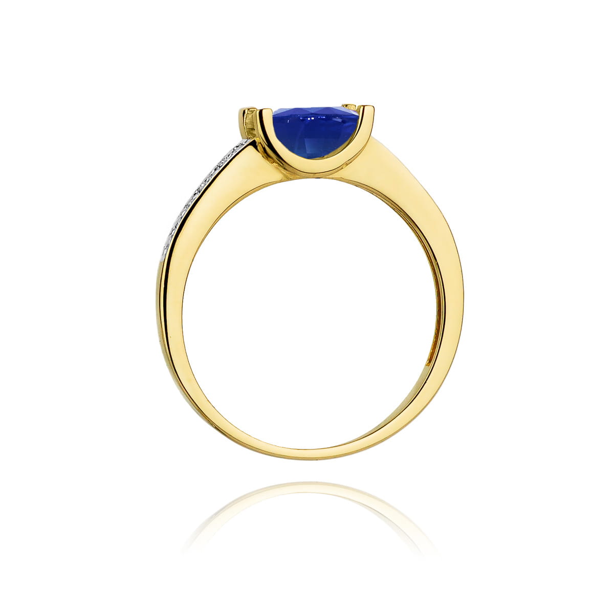 Inel Aur 9K cu Safir 0.60 ct si Diamante Naturale 0.03 ct