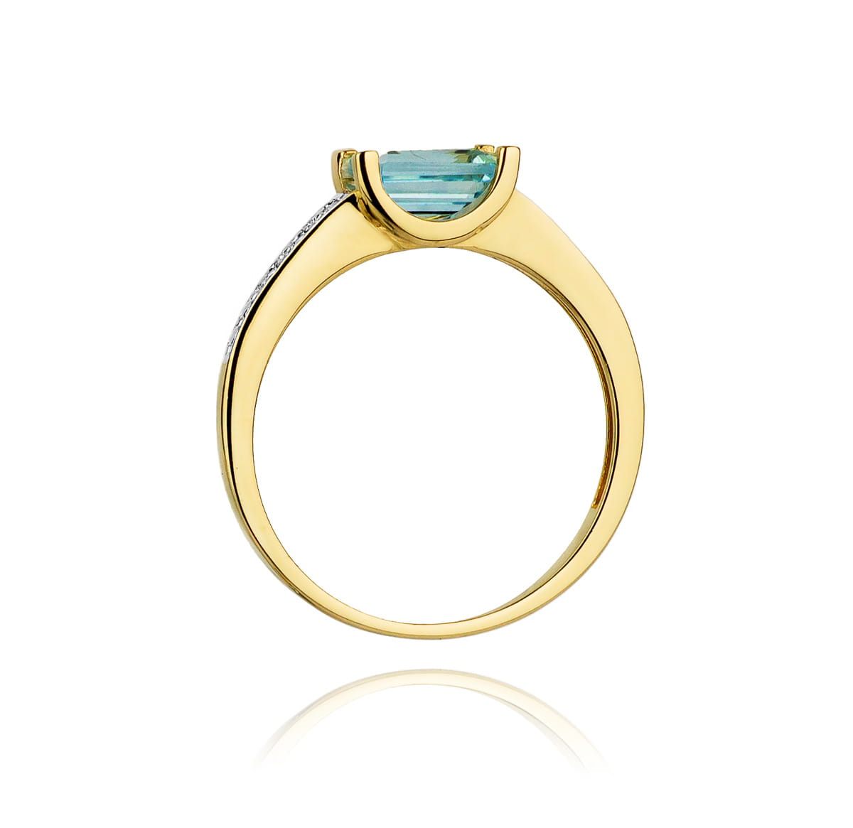 Inel Aur 9K cu Topaz Swiss 0.65 ct si Diamante Naturale 0.03 ct
