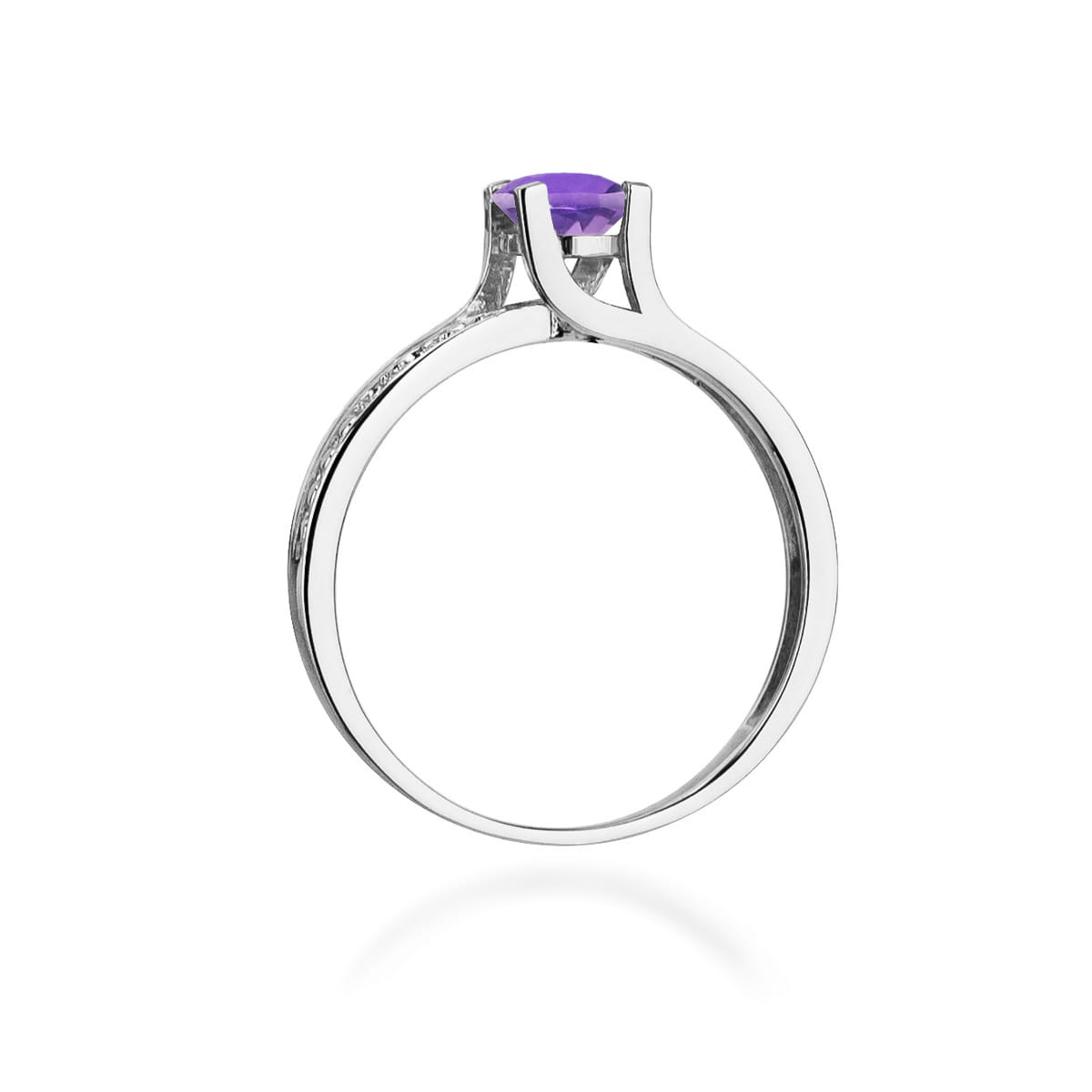 Inel Aur 9K cu Ametist 0.50 ct si Diamante Naturale 0.03 ct