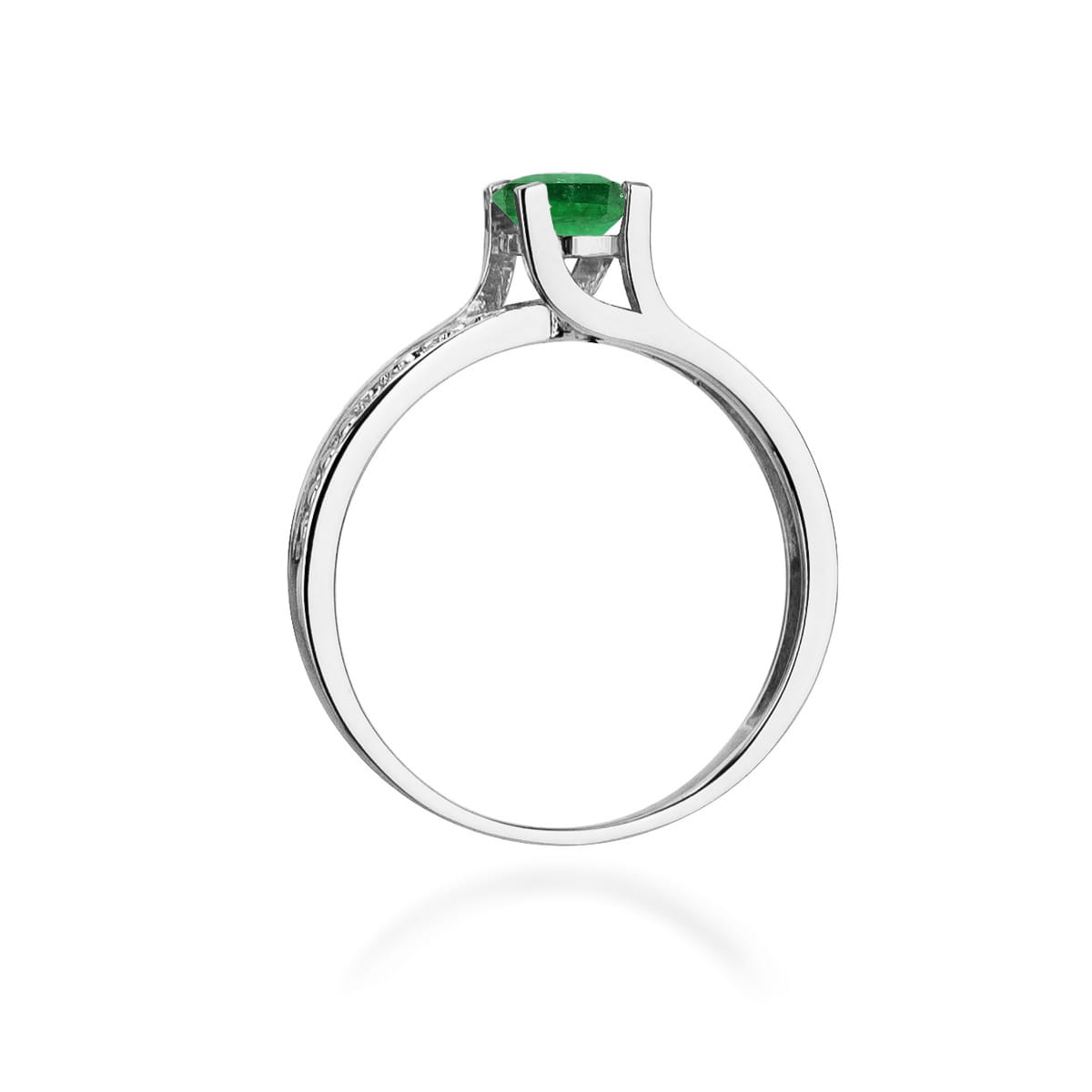 Inel Aur 9K cu Smarald 0.50 ct si Diamante Naturale 0.03 ct