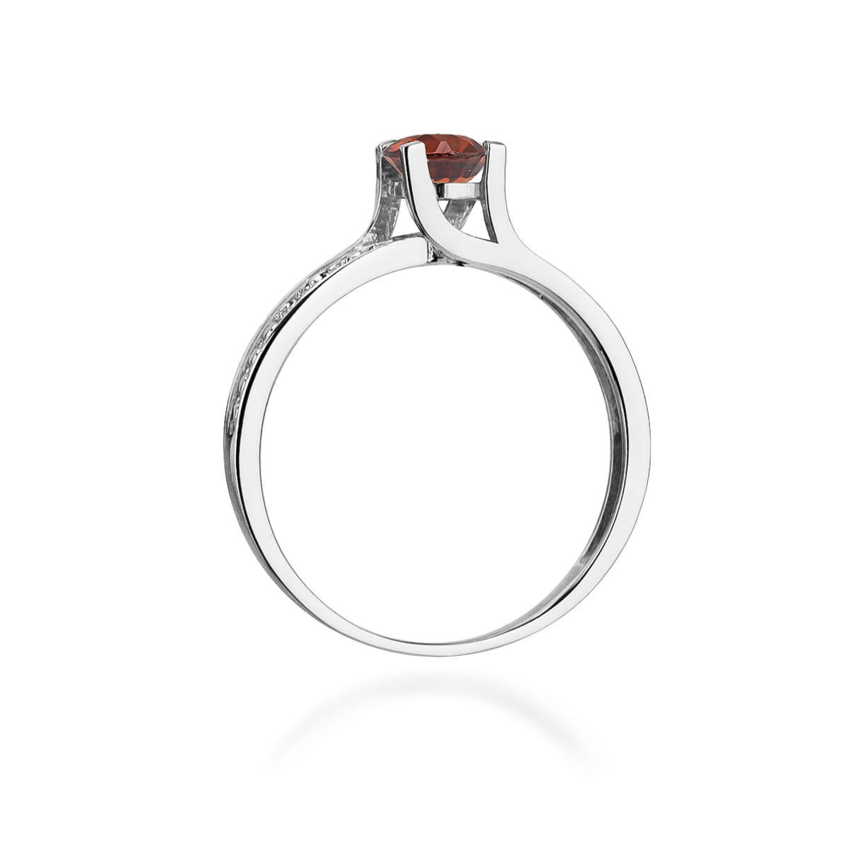 Inel Aur 9K cu Granat 0.60 ct si Diamante Naturale 0.03 ct