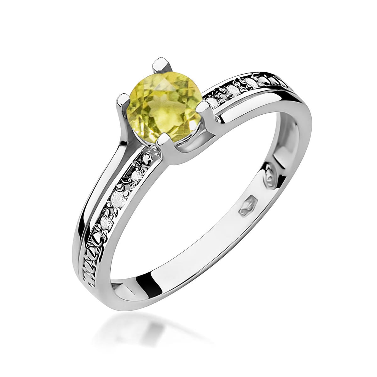 Inel Aur 9K cu Peridot 0.60 ct si Diamante Naturale 0.03 ct