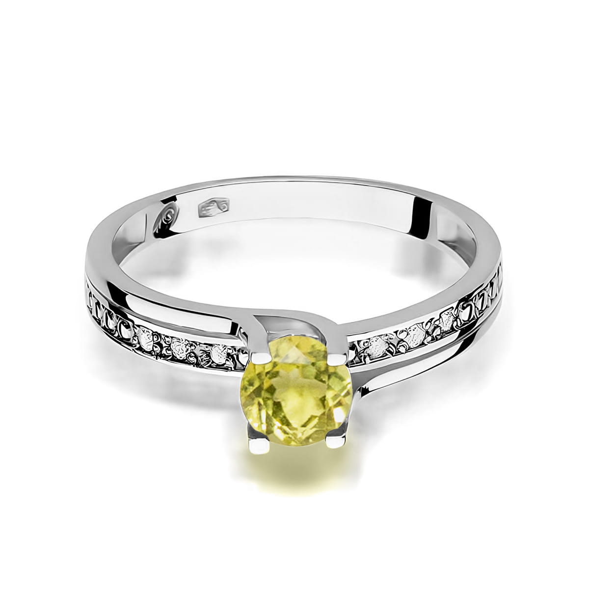 Inel Aur 9K cu Peridot 0.60 ct si Diamante Naturale 0.03 ct