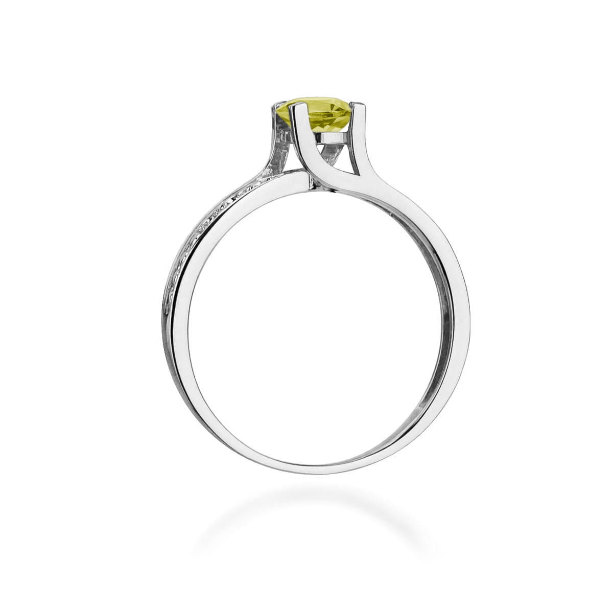 Inel Aur 9K cu Peridot 0.60 ct si Diamante Naturale 0.03 ct