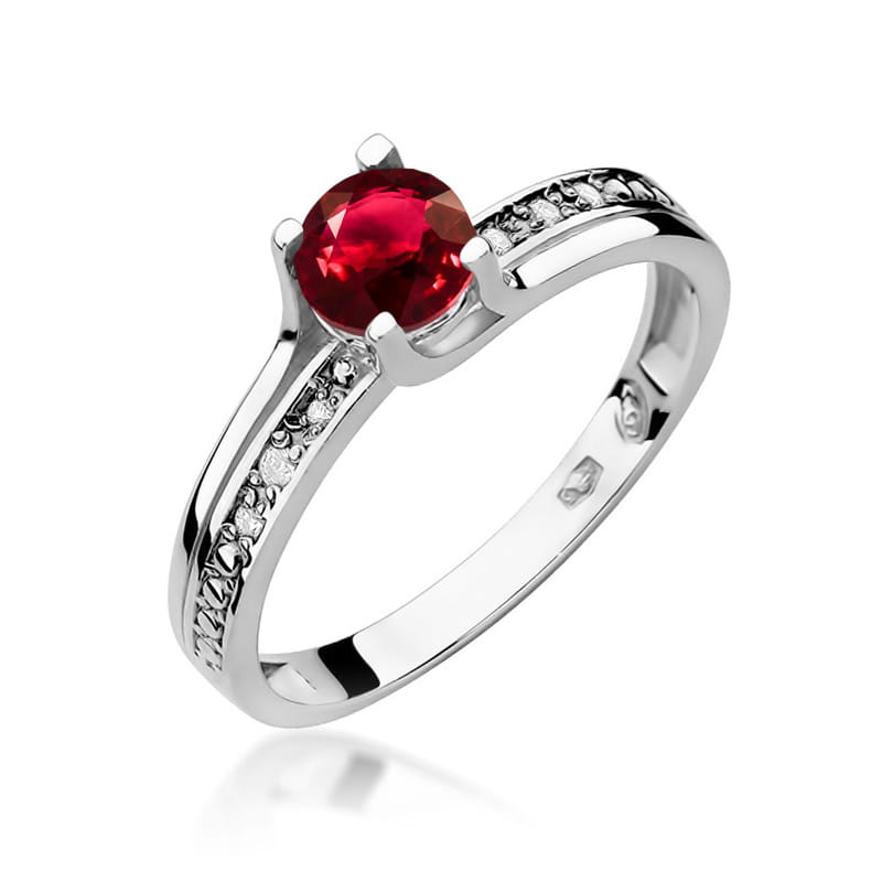 Inel Aur 9K cu Rubin 0.60 ct si Diamante Naturale 0.03 ct