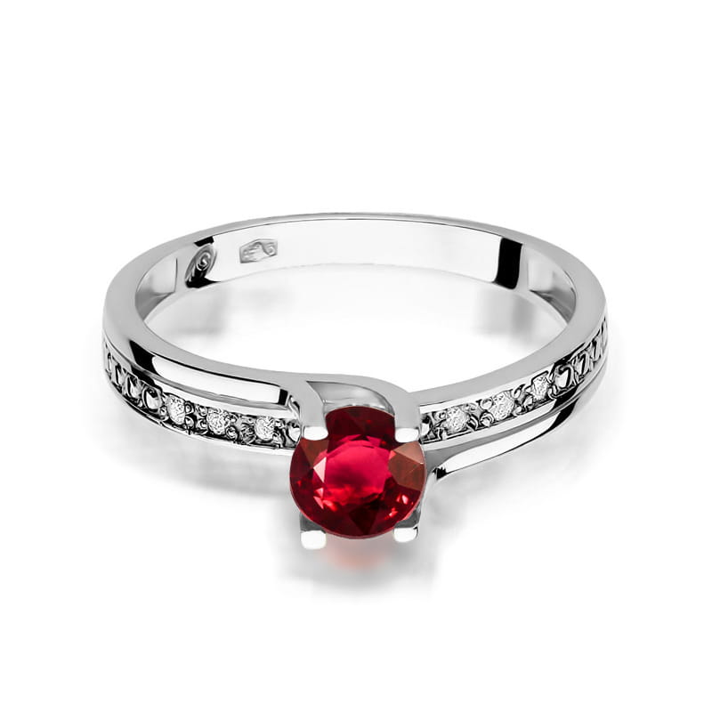 Inel Aur 9K cu Rubin 0.60 ct si Diamante Naturale 0.03 ct